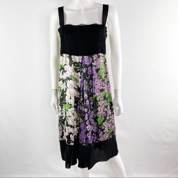 NEW Blugirl Folies Size 12 Sleeveless Black Lace Floral Trapeze Sun Dress - Picture 1 of 14